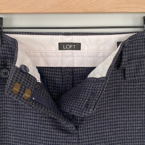 Loft Houndstooth High Waist Straight Wide Leg Trousers Soft Stretchy Academy - Picture 5 of 14